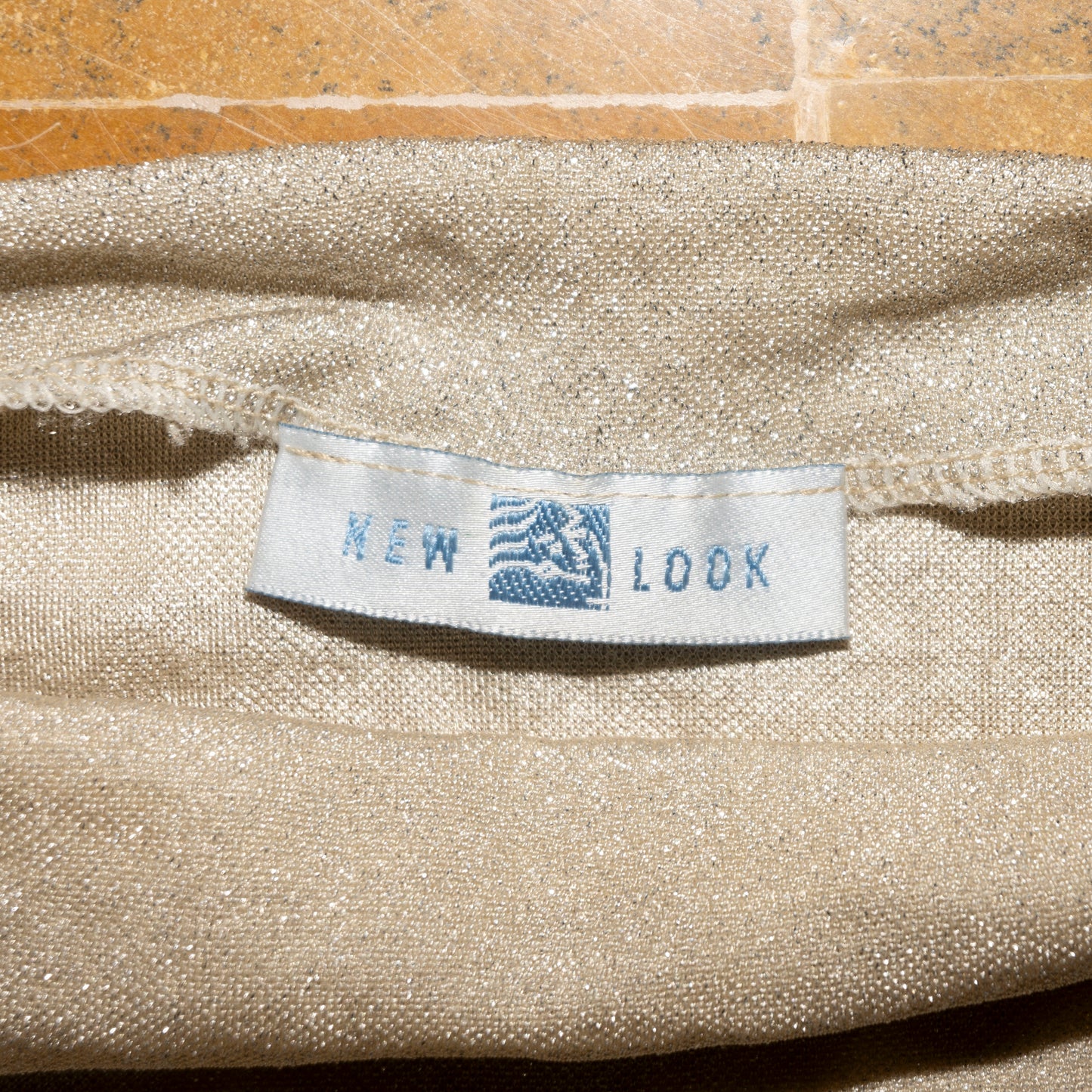 New Look Beige Glittery Top (38)