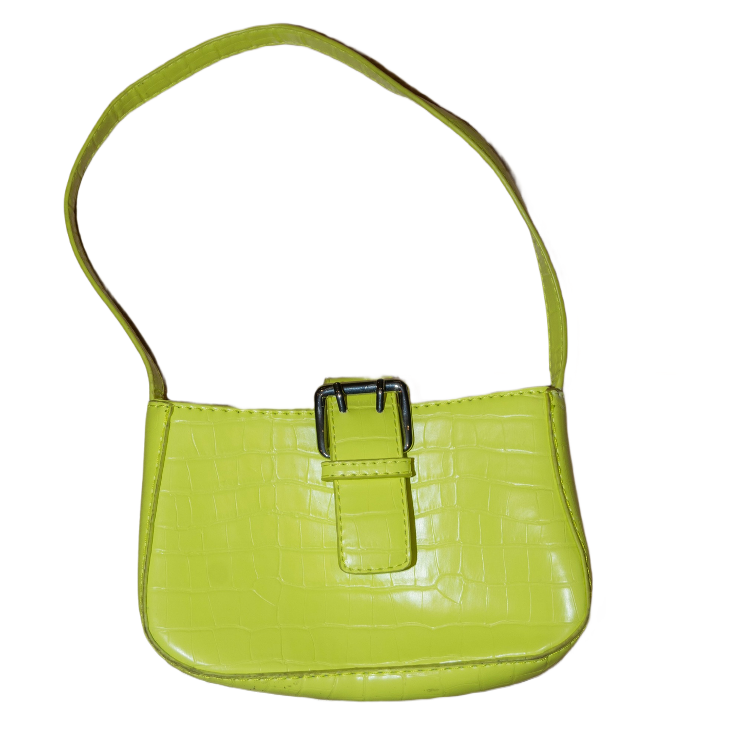 Lime Croc Buckle Shoulder Bag