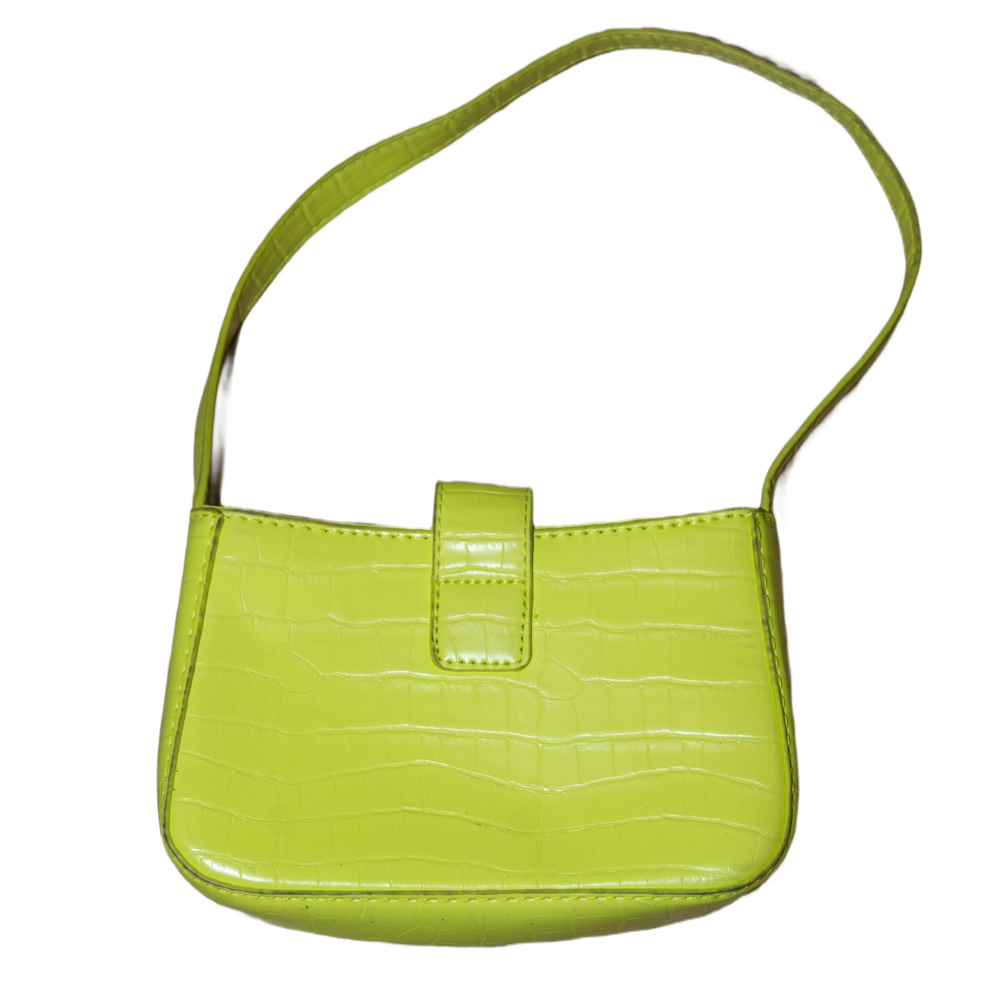 Lime Croc Buckle Shoulder Bag