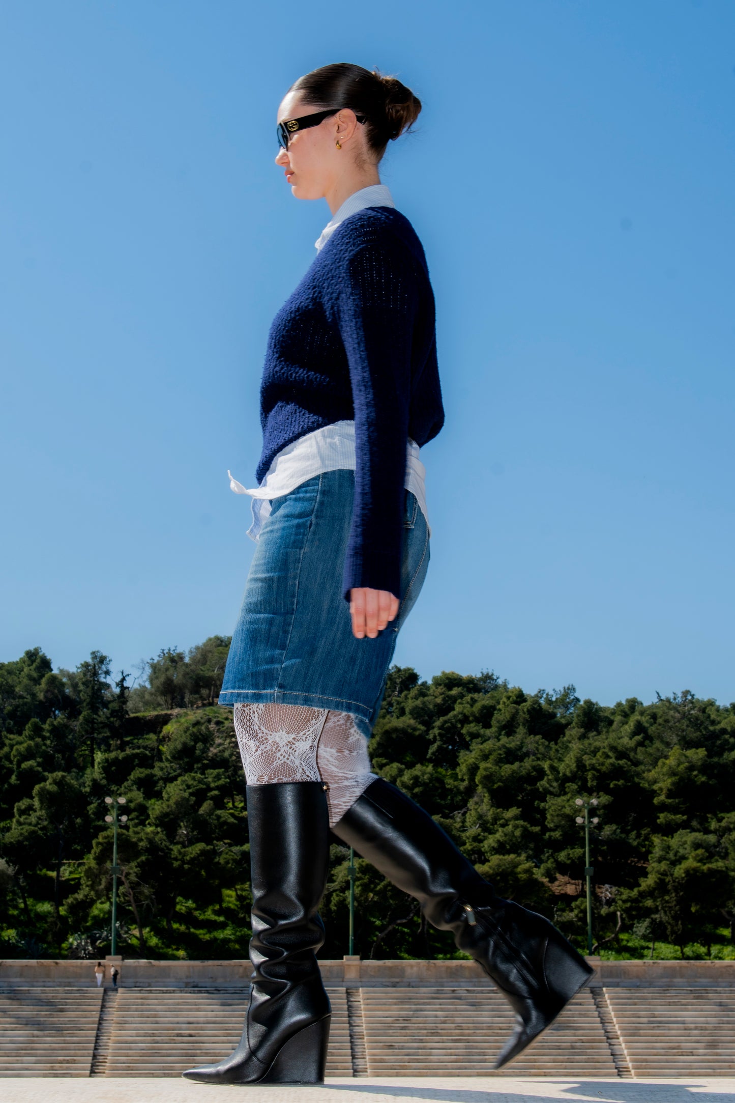 Y2K Rhinestone Denim Skirt (42)