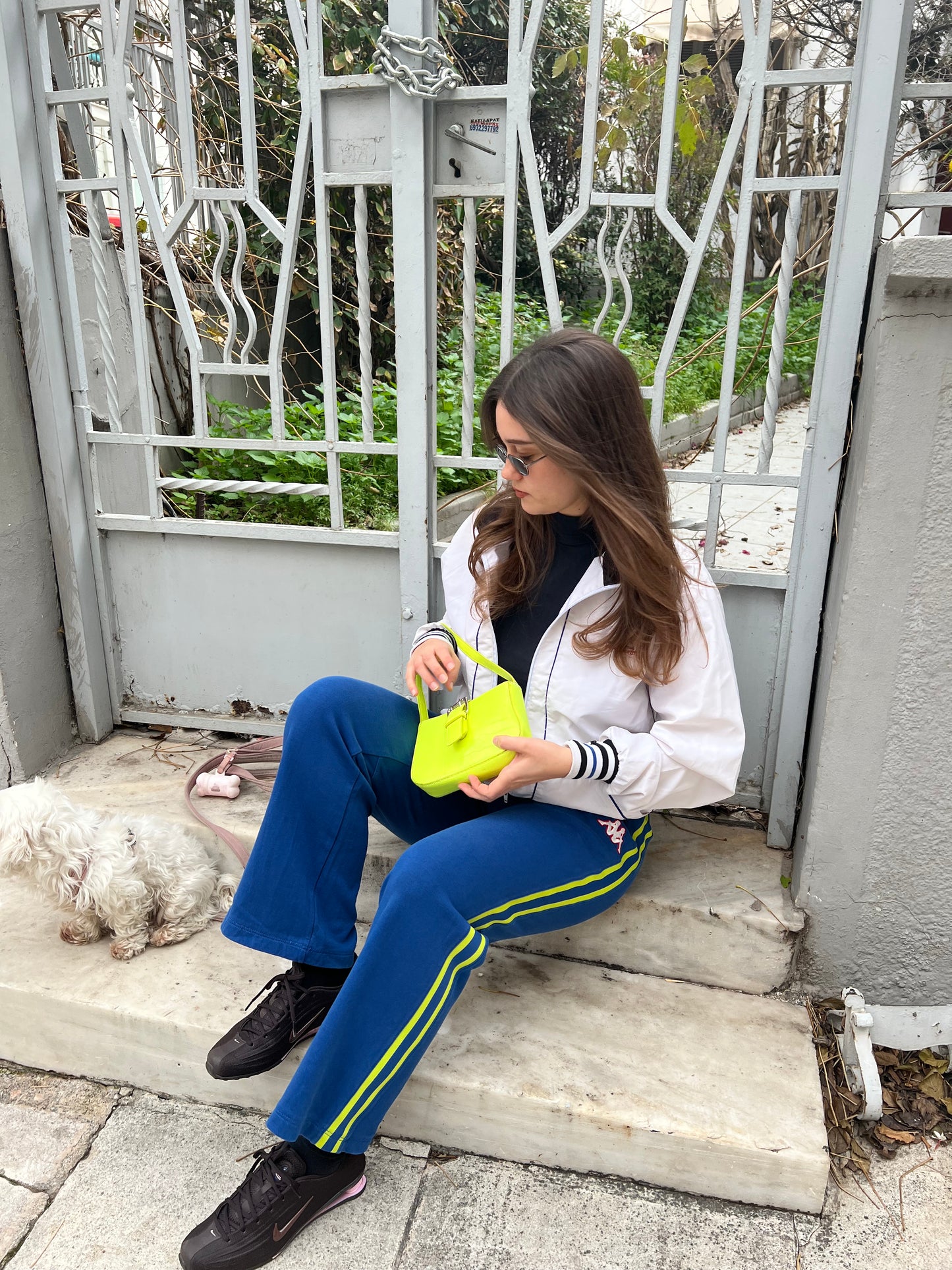 Lime Croc Buckle Shoulder Bag
